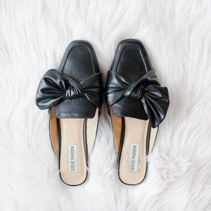 Black Faux Leather Mule